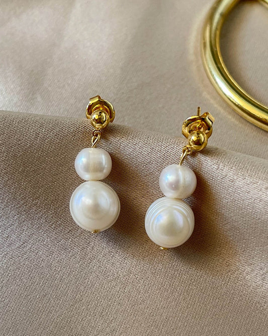 SUZY Double Pearl Earrings (925 Sterling Silver)