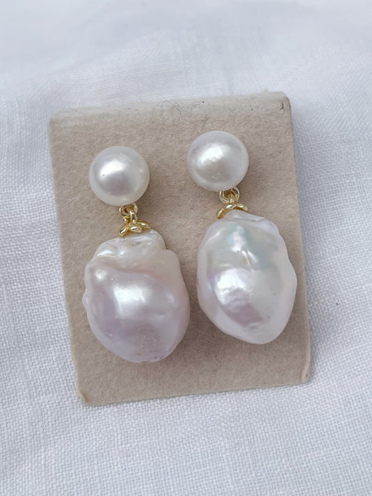 IRENE Double Pearl Baroque Earrings