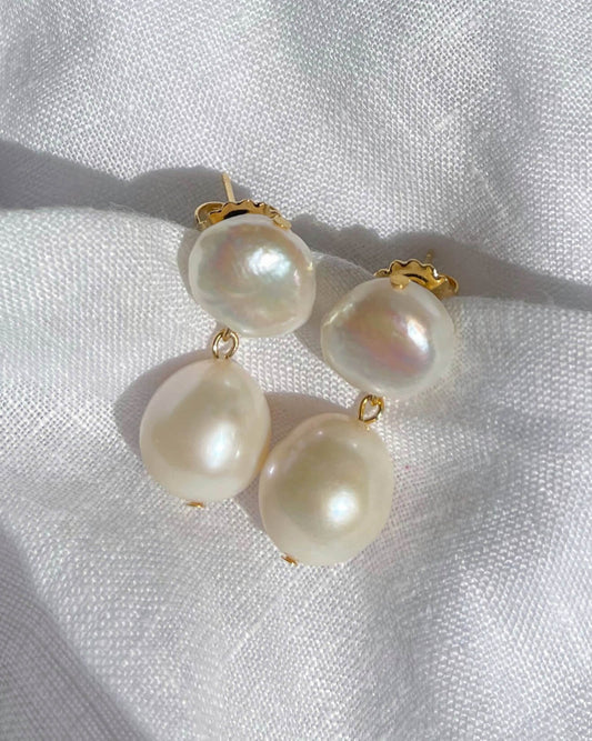 YSABELA Double Pearl Earrings