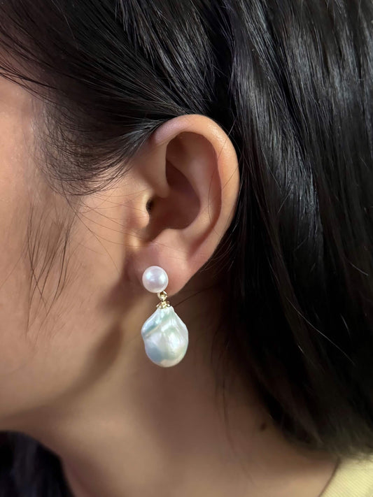 IRENE Double Pearl Baroque Earrings