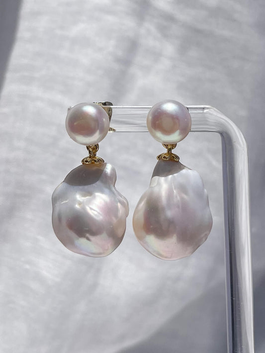 IRENE Double Pearl Baroque Earrings